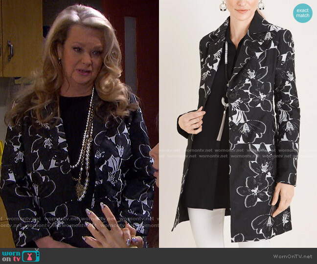 Floral-Print Pleat-Back Topper by Chico's worn by Anna DiMera (Leann Hunley) on Days of our Lives