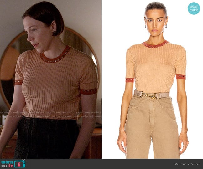 Chloe Rib Short Sleeve Top worn by Olivia Elliot (Rebecca Henderson) on Single Drunk Female