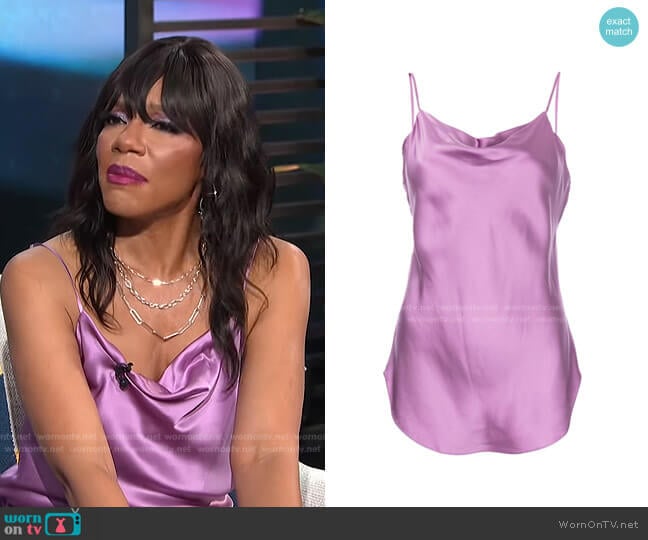 Marta Silk Satin Camisole by Cinq a Sept worn by Wendy Raquel Robinson on E! News Daily Pop