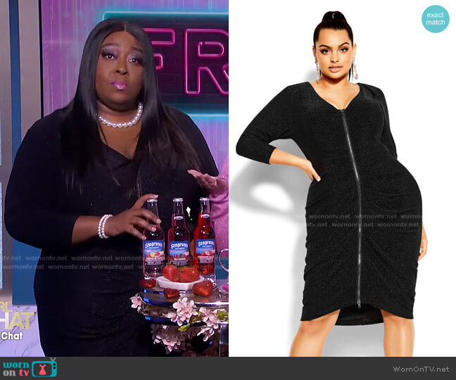 Glimmer Zip Dress by City Chic worn by Loni Love  on The Real