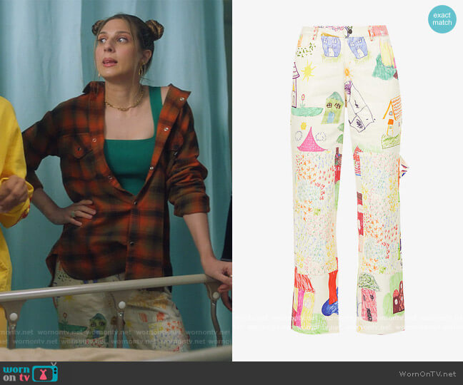 Home and Garden Chason abstract-pattern cotton trousers by Collina Strada worn by Nomi Segal (Emily Arlook) on Grown-ish