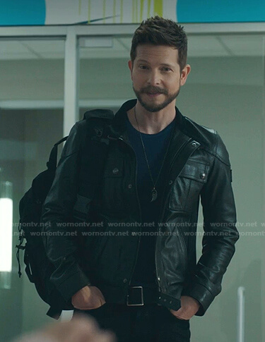 Conrad’s black leather jacket on The Resident