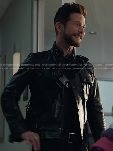 Conrad’s black leather jacket on The Resident