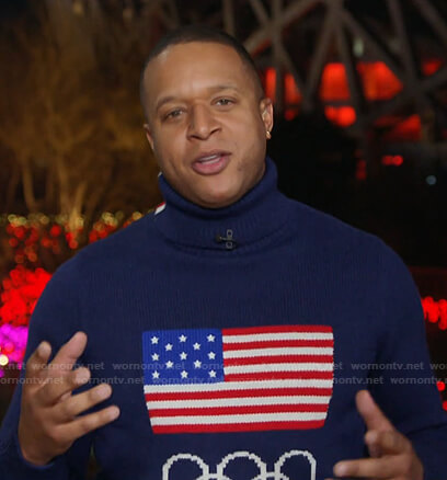 Craig’s navy american flag olympic sweater on Today