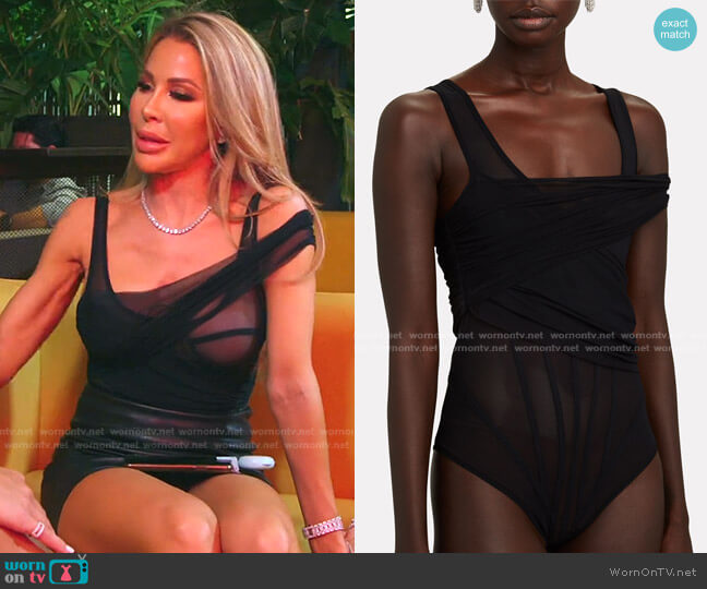 Mesh Draped Bodysuit by David Koma worn by Lisa Hochstein  on The Real Housewives of Miami