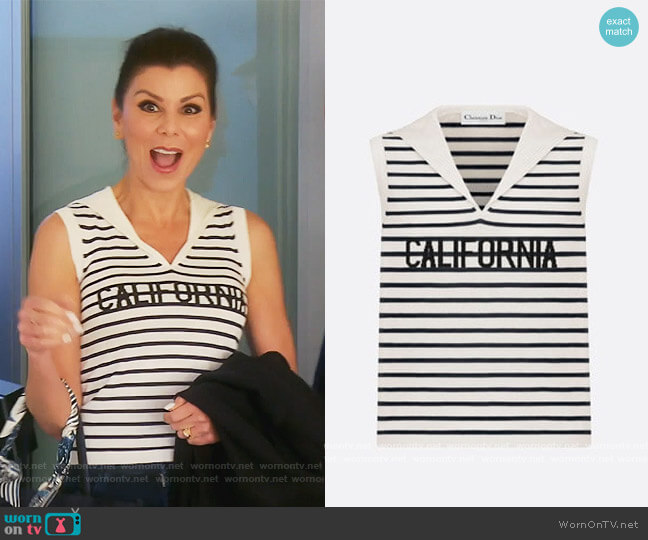 California Stripe Top by Dior worn by Heather Dubrow on The Real Housewives of Orange County