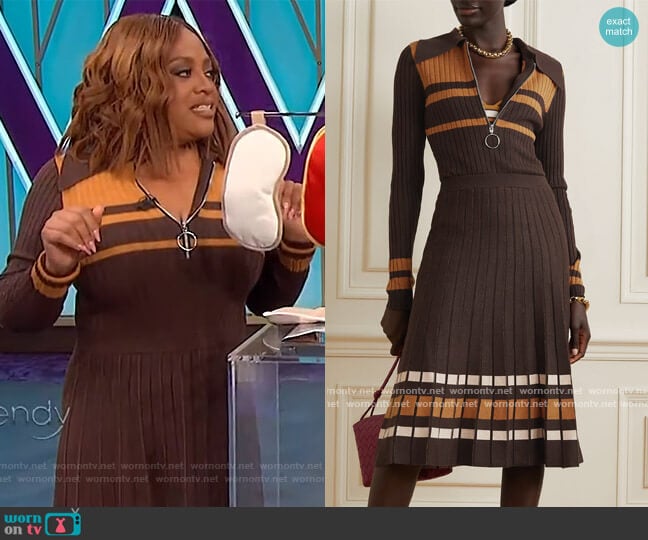 Tim striped ribbed-knit bodysuit and Skirt by Dodo Bar Or worn by Sherri Shepherd on The Wendy Williams Show