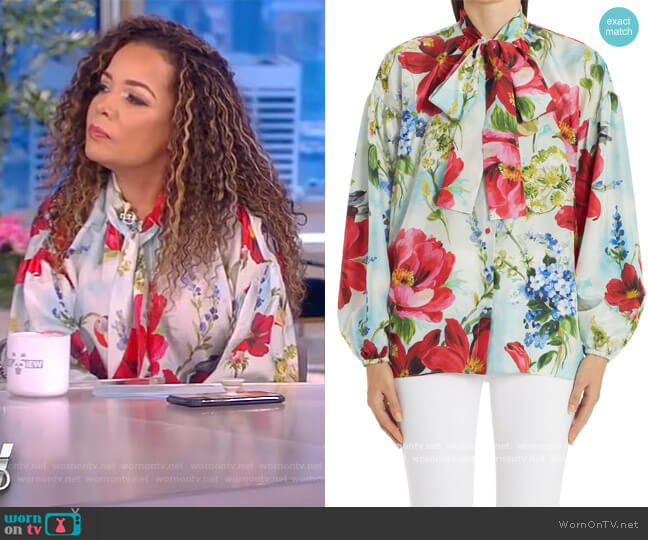 Floral Print Silk Habutai Blouse by Dolce & Gabbana worn by Sunny Hostin on The View