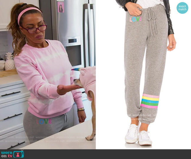 Rainbow Stripe Sweatpant by Chaser worn by Dolores Catania on The Real Housewives of New Jersey