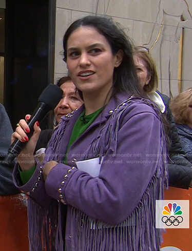 Donna’s purple fringed studded suede jacket on Today