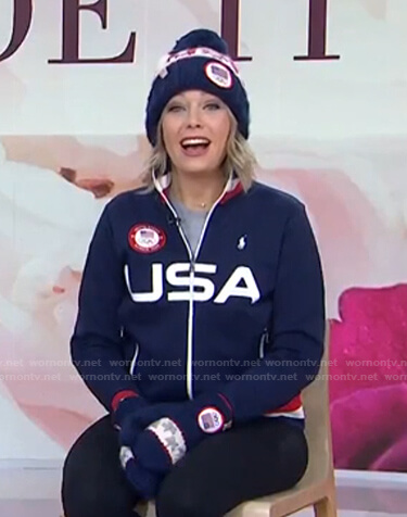 WornOnTV: Dylan’s navy USA track jacket on Today | Dylan Dreyer ...