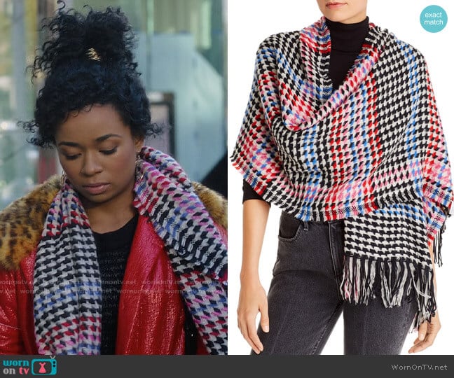 Echo Multicolored Houndstooth Scarf worn by Neff Davis (Alexis Floyd) on Inventing Anna