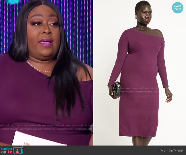 WornOnTV: Loni’s purple one off-shoulder dress on The Real | Loni Love ...