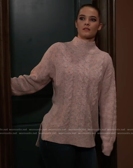 Esme's pink cable knit sweater on General Hospital