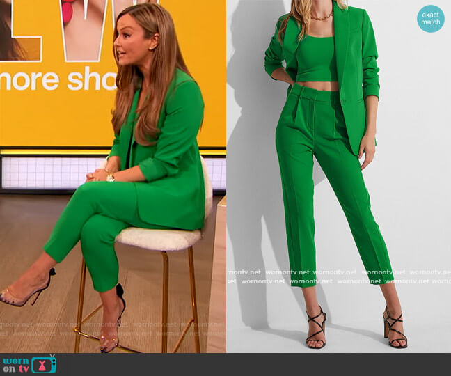 Body Contour Cropped Square Neck Tank Blazer and Pants by Express worn by Nicole Lapin on The Drew barrymore Show