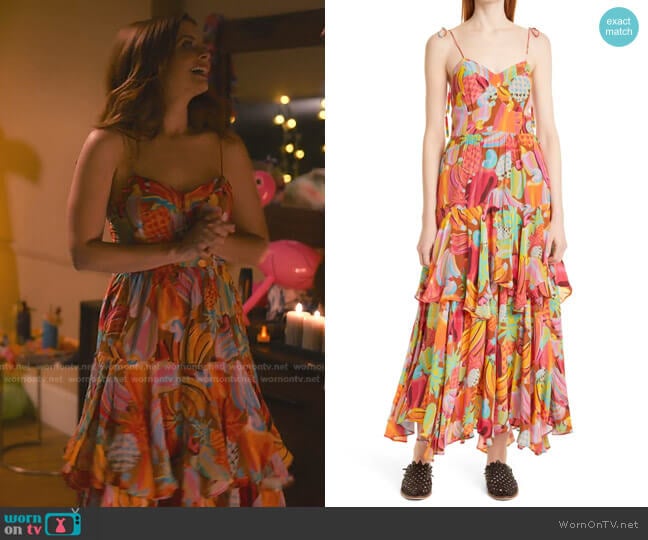 Fruit Salad Ruffle Dress by Farm Rio worn by Maddie Townsend (JoAnna Garcia Swisher) on Sweet Magnolias