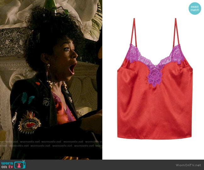 Fleur Du Mal James Lace Trim Camisole worn by Neff Davis (Alexis Floyd) on Inventing Anna