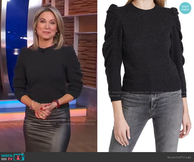 Shirred Sleeve Sweater by Frame worn by Amy Robach  on Good Morning America