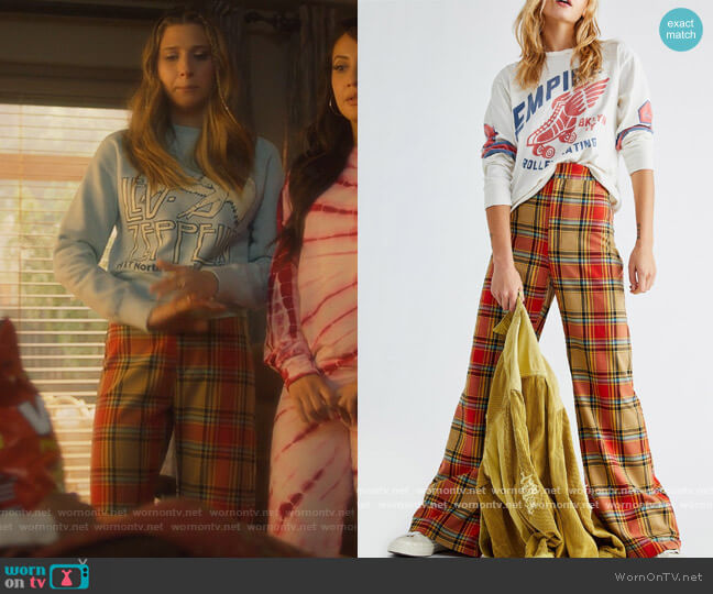 Plaid Jules Pants by Free People worn by Nomi Segal (Emily Arlook) on Grown-ish