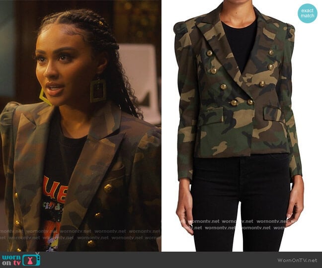 Knight Camo Print Blazer by Generation Love worn by Daniella Perkins on Grown-ish