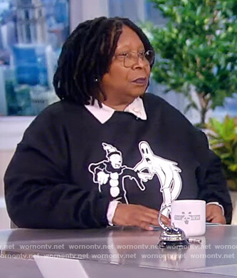 Whoopi's black clown and ghost graphic sweatshirt on The View