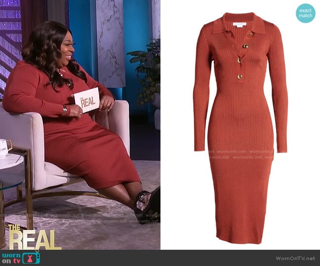 Long Sleeve Polo Midi Dress by Good American worn by Loni Love on The Real