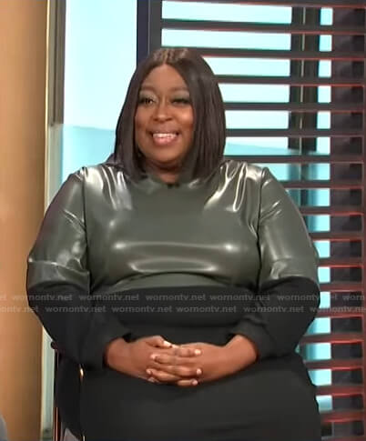 Loni's black and green leather colorblock dress on E! News Daily Pop