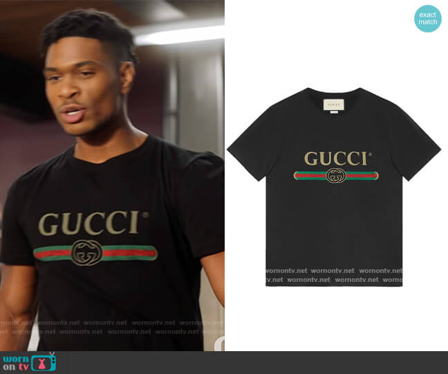 Gucci Print Washed T-shirt by Gucci worn by Christian King (Ashlee Brian) on The Kings of Napa