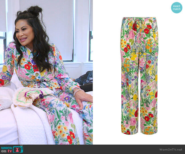 Floral-Print Straight Pants by Gucci x Ken Scott worn by Jen Shah  on The Real Housewives of Salt Lake City