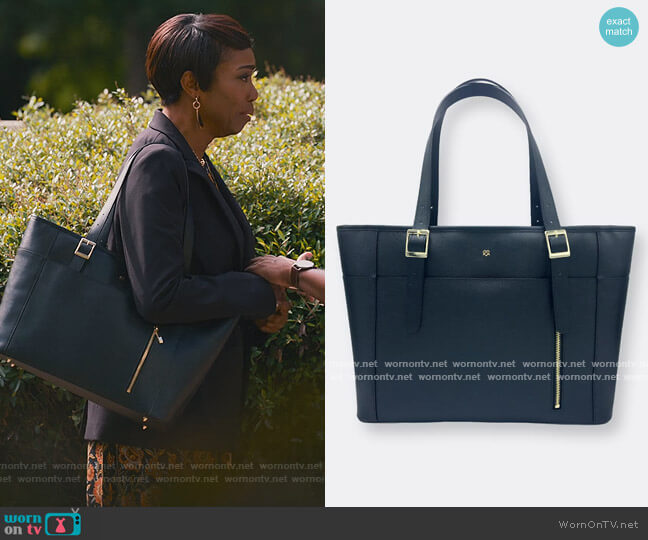 Miley Black Vegan Leather Laptop Bag by Gunas worn by Helen Decatur (Heather Headley) on Sweet Magnolias