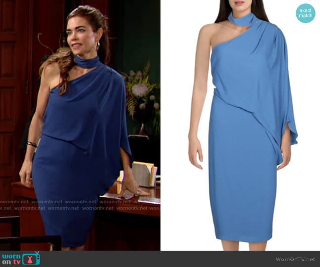 Halston Asymmetrical Dress worn by Victoria Newman (Amelia Heinle) on The Young & the Restless