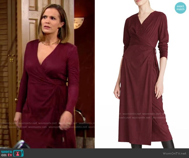 Halston Nadia Ultrasuede Jersey Wrap Dress worn by Chelsea Lawson (Melissa Claire Egan) on The Young and the Restless