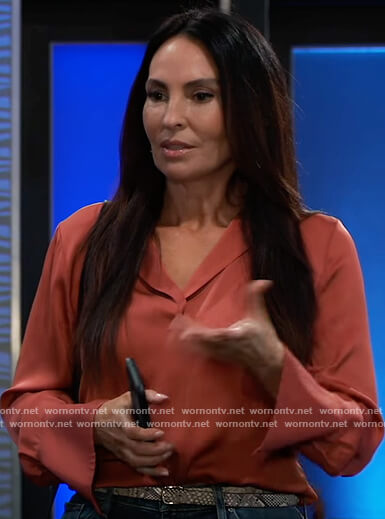 Harmony’s red silk blouse on General Hospital