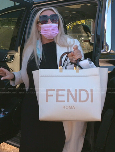 Heather's white Fendi tote bag on The Real Housewives of Salt Lake City