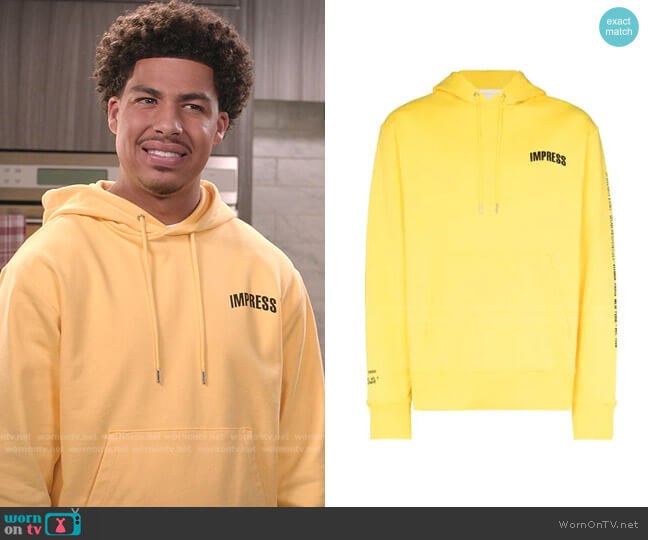 Impress Your Parents Print Hoodie by Helmut Lang worn by Andre Johnson Jr (Marcus Scribner) on Black-ish