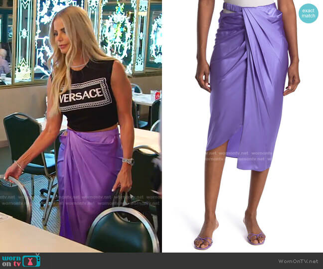 Wrap-Effect Draped Stretch-Silk Satin Skir by Helmut Lang worn by Alexia Echevarria  on The Real Housewives of Miami