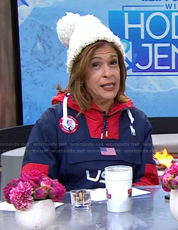Hoda’s navy and red USA jacket on Today