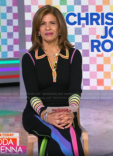 Hoda’s rainbow striped polo dress on Today