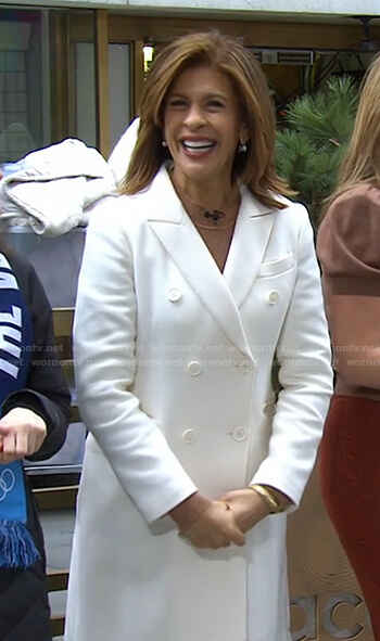 Hoda’s white double breasted coat on Today