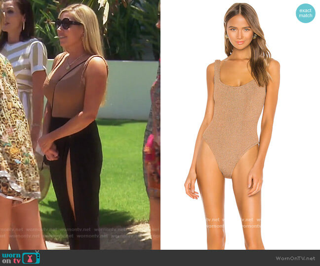 Classic Square Neck One Piece by Hunza G worn by Dr. Jen Armstrong on The Real Housewives of Orange County
