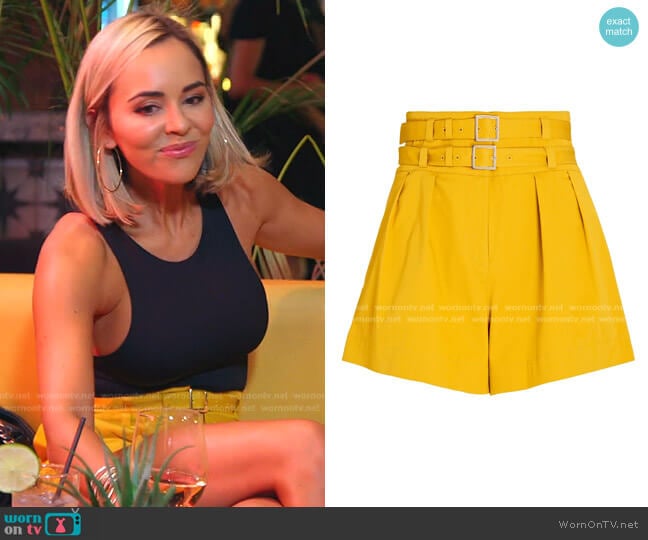 Leslie Double Belted Cotton Shorts by Intermix worn by Nicole Martin (Nicole Martin) on The Real Housewives of Miami