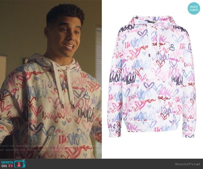 Viley graffiti-print hoodie by Isabel Marant worn by Vivek Shah (Jordan Buhat) on Grown-ish