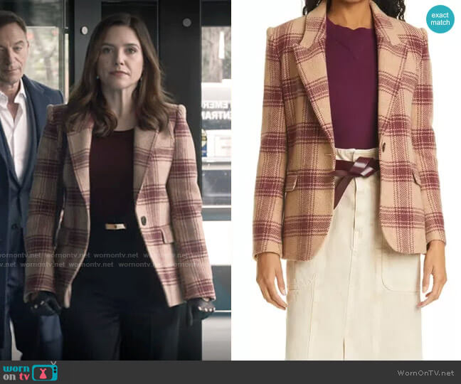 Etoile Isabel Marant Kerstin Plaid Blazer worn by Dr. Sam Griffith (Sophia Bush) on Good Sam