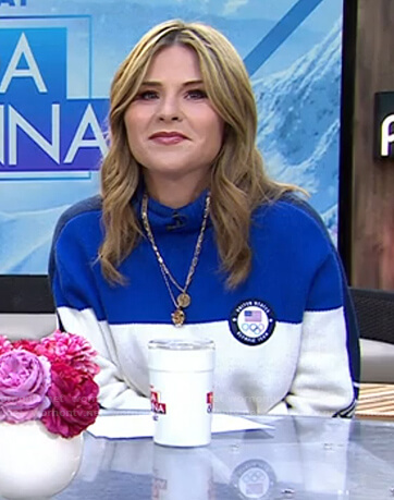 Jenna’s blue and white colorblock sweater on Today