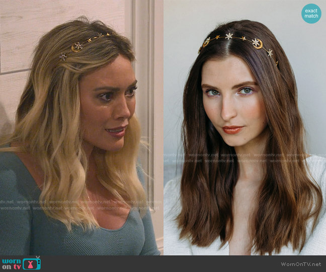 Nadir Headband by Jennifer Behr worn by Sophie (Hilary Duff) on How I Met Your Father