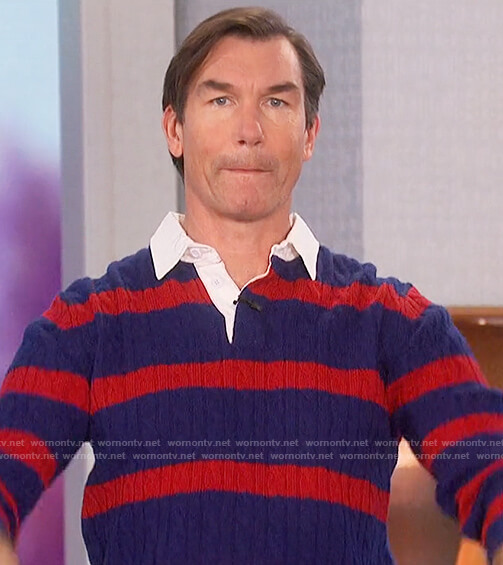 Jerry’s striped ribbed sweater on The Talk