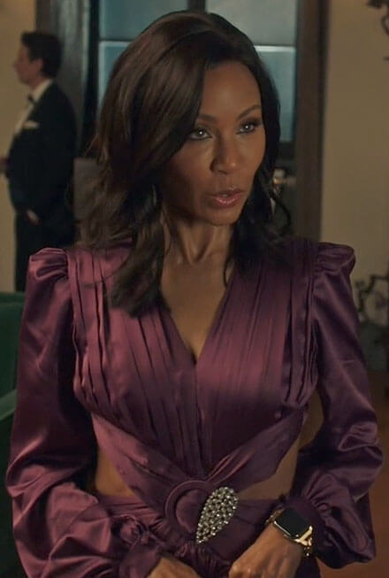 Jessie's purple cutout gown on The Equalizer