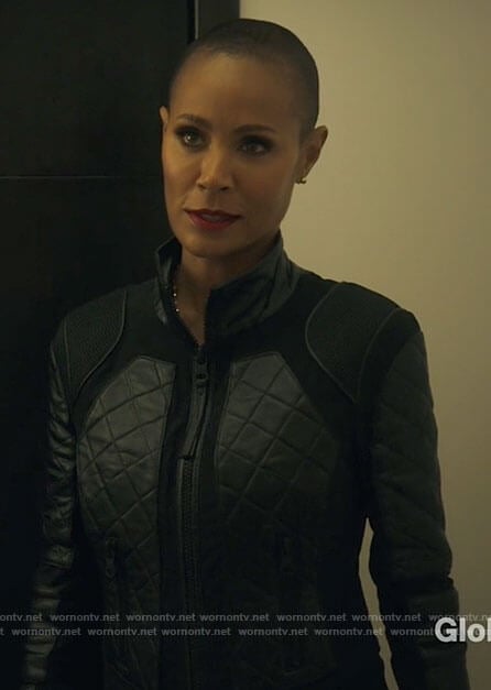 Jessie's quilted leather jacket on The Equalizer