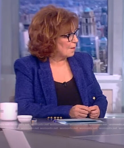 Joy’s blue double breasted blazer on The View