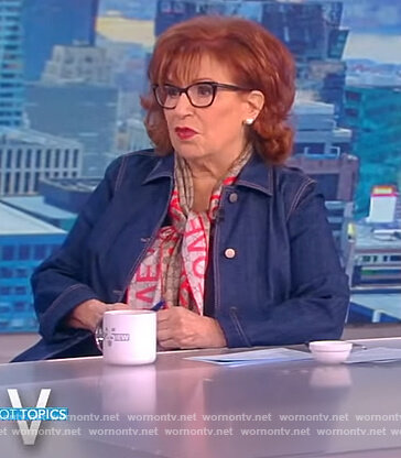 Joy’s denim belted jacket on The View